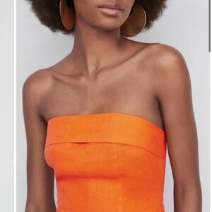 Mango Linen Dress Sz 2 Orange